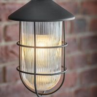 Close-up of the Black Nautical Outdoor Pendant Light in Use