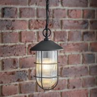 Black Nautical Outdoor Pendant Light in Situ