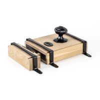 Oak & Black Iron Rim Lock and Knob Set