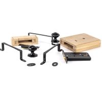 Oak & Black Iron Rim Lock and Knob Set parts