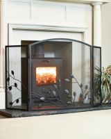 Black "Overgrowth" Three Fold Fire Guard In Situ