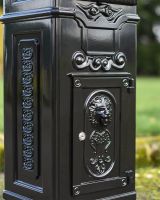 Close Up of Black Camden Free Standing Post Box