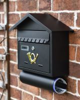 Black and Polished Brass "Horn" Wall Mounted Post Box