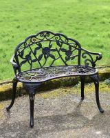 Black Rose Design Metal Bench 