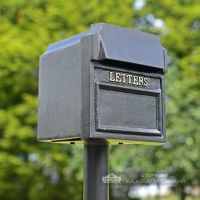 Black “Royal Farringdon” Black Post Box With Gold Lettering