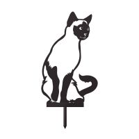 Sitting Siamese Cat Silhouette in a Black Finish