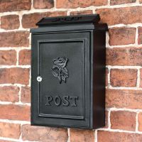 all Black "Tudor Rose" Wall Mounted Post Box