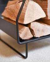 Close-Up of Integral Feet on Black Open Design "Tepee" Log Holder