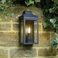 Black Traditional Flush Wall Light in Situ on a Wall