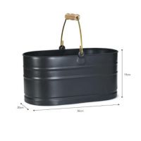 Black Utility Bucket with Wooden Handle Measurements