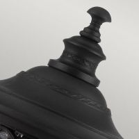 Close-Up of Black Finish on Traditional Three Bulb Countryside Pillar Light