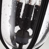 Close-Up of Black "Winsford" Traditional Three Bulb Countryside Pillar Light 55cm