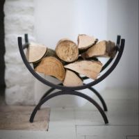 Wrought Iron Curved Log Holder in Black