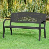 "You"ll Never Walk Alone" Liver Bird Bench in Situ in the Garden
