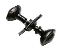 Blacksmith Style Pair of Door Knobs With Escutcheons