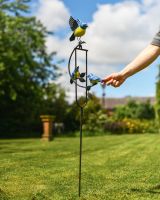 Blue tit family metal rocker bird stake scale