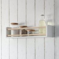 Wooden Wall Shelf & Bottle Holder