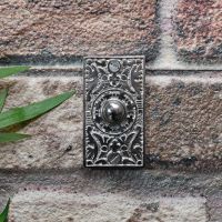 Bright chrome ornate rectangle door buzzer bell