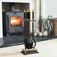 Brass & Black Powder Coated Traditional Companion Set 64cm