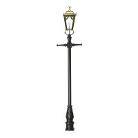 Antique Brass Gothic Lamp Post & Lantern Set 2.7m 