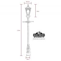 Antique Brass Gothic Lamp Post & Lantern Set 2.7m 
