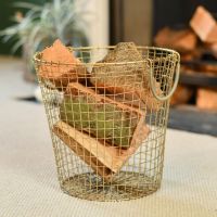 Brass Plated Wire Log Basket - 36cm