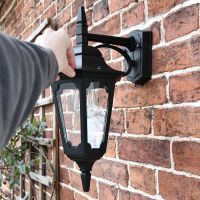 Bridlington Large Top Fix Black Wall Lantern to scale