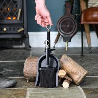 Bright Chrome and Black Iron Shovel and Brush to Scale
