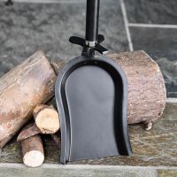 Close-up of the Shovel on the Bright Chrome and Black Iron Shovel and Brush Set