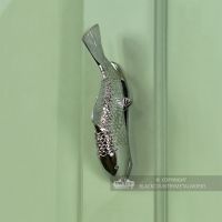 Bright Chrome Fish Door Knocker Fitted To Front Door