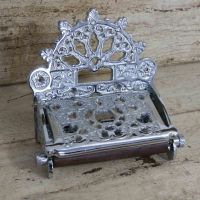 “Eveline” Bright Chrome-Finish Cast Iron Vintage Toilet Roll Holder