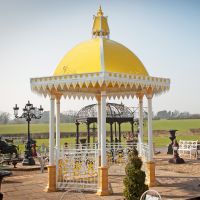 "Bromforth Bridge" Large White & Yellow Gazebo With Roof