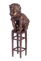 Bronze Boy Crouched on Stool