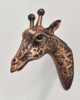 Bronze & Copper Giraffe Head Wall Bust Side On