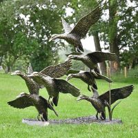 Brushed Gold Finish Flying Duck Sculpture