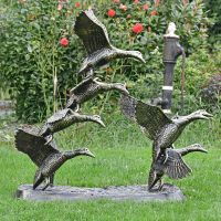 Side View of the Bronze Finish Flying Duck Sculpture