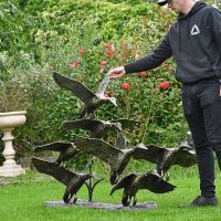 Bronze Finish Flying Duck Sculpture to Scale