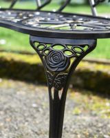 Bronze Rose Motif On Bench Leg