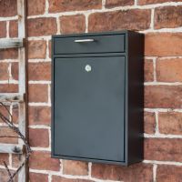 "Brookville" Black Wall Mounted Post Box in Situ