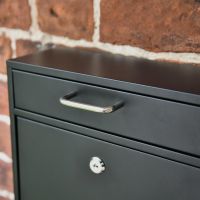 Front Opening Mail slot on the "Brookville" Black Wall Mounted Post Box