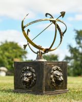 Brushed Bronze Lion Detail Garden Plinth