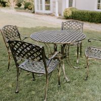 Brushed Gold "Chigwell" Circular Four Seater Table & Chair Set 