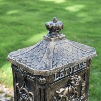 Brushed Gold "Huntingdon" Victorian Post Box with Stand in Situ