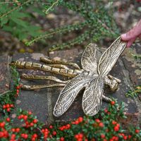 Scale Shot of Brushed Gold "Prehistoric" Dragonfly Garden Sculpture
