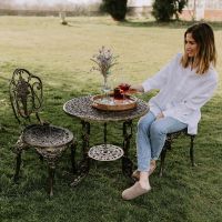 Brushed Gold "Rosebud" Table & Chair Set 