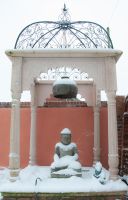 "Buddha"s Seat" Stone Garden Temple Gazebo