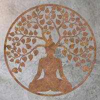"Buddha Tree" Rustic Wall Art on a Rustic Wall