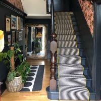 Midnight Black "Cambridge" Stair Rods On Modern Stair Case 