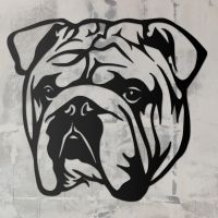 Bulldog Metal Wall Art Silhouette on a Rustic Wall 