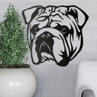 Metal Bulldog Wall Art on a Grey Wall